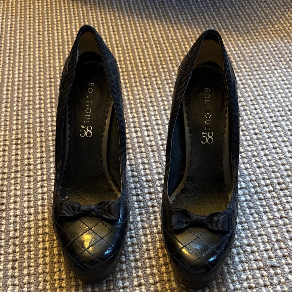 Boutique 58 Black Quilted Platform Heels